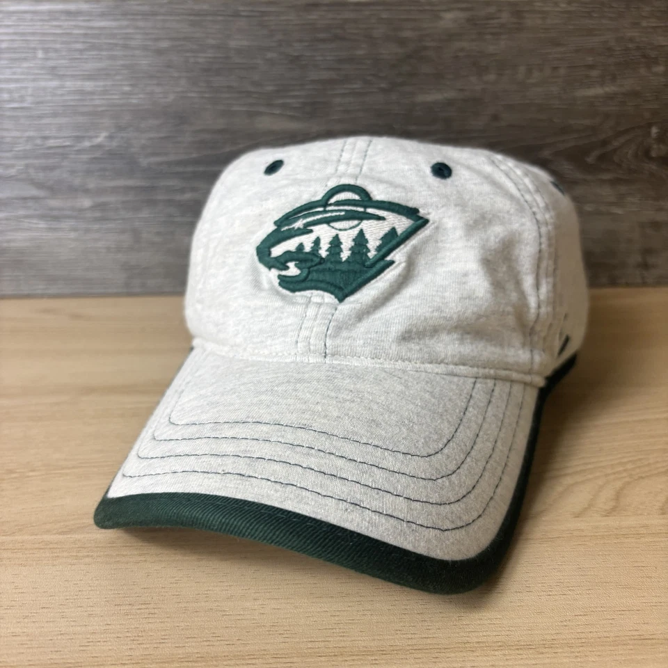 Minnesota Wild Hat Gorra Correa Trasera Gris Verde Tejido Suave NHL Hockey Hombres Talla Única Foto 3 de 4
