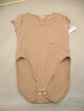 NWT Old Navy Size XL Womens Beige Cotton Bodysuit Comfy Stretch Body Suit 335