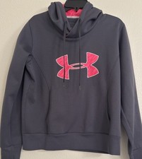 Under Armour Women s Hoodie Gray/Pink Semi-Fitted ColdGear Athletic Size Large L