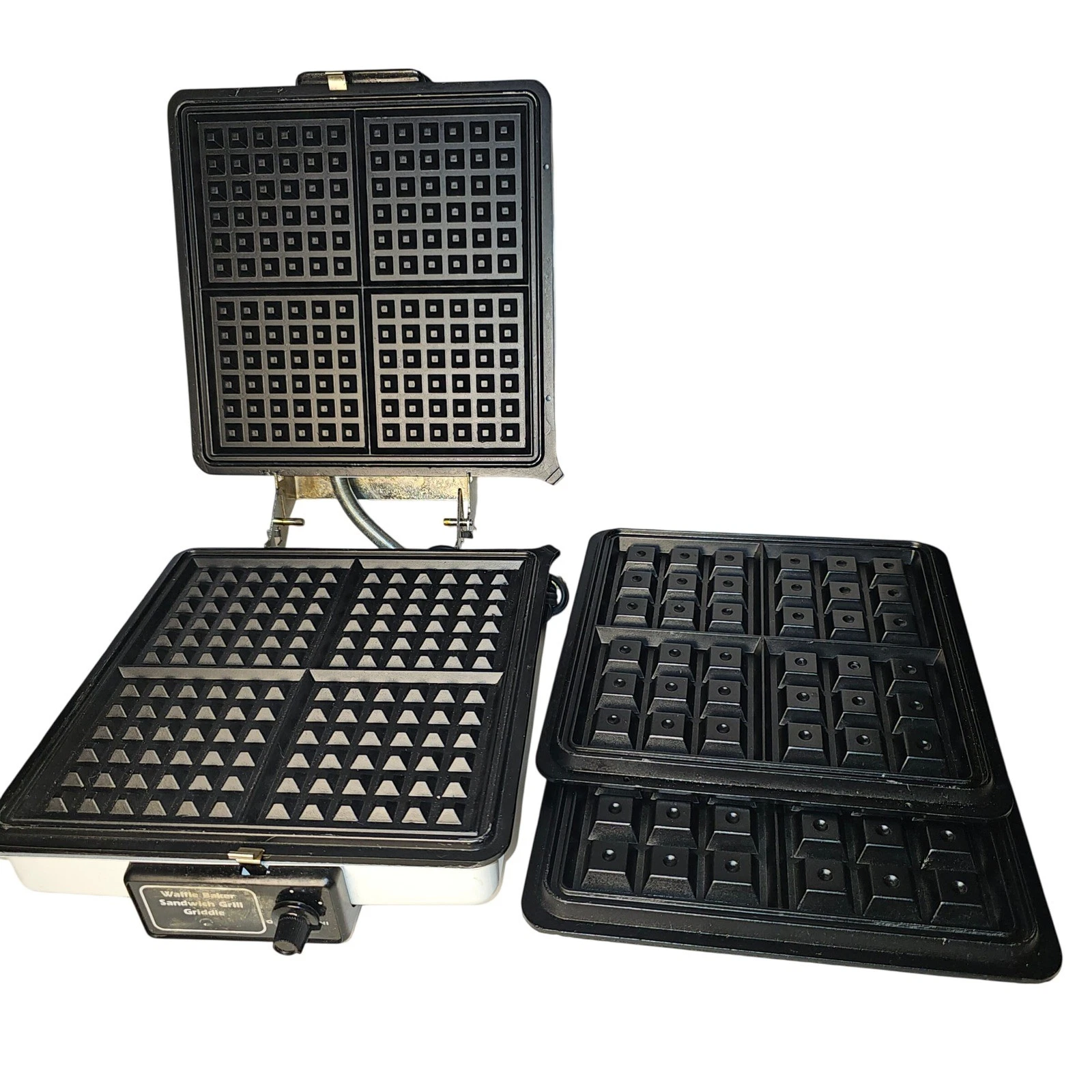 MCM 70s Munsey Waffle Baker Sandwich Grill Griddle White 900W Vintage Made USA