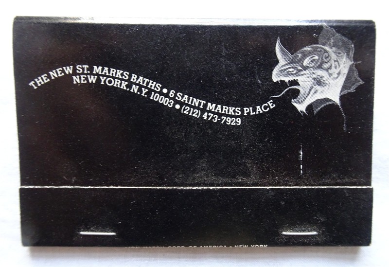 Vintage Matchbook, The New St. Marks Baths, Gay Bathhouse, New York City, LGBTQ