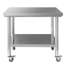 36"x24" Stainless Steel Heavy Duty Work Table with 4 Wheels Food Prep New