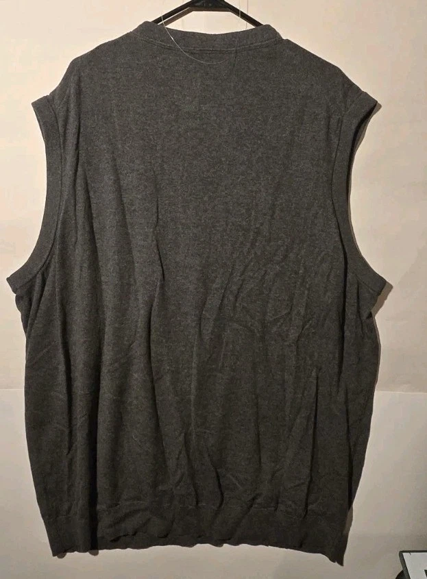 St John's Bay Men's Gray Sweater Vest V-Neck Cotton Blend Big & Tall 3XLT NWT - Image 2 of 4