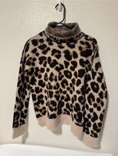 Zadig and Voltaire Cashmere Sweater Size S Turtleneck Leopard Distressed Gillian