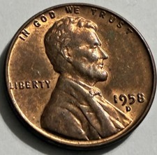 1958-D Lincoln Wheat Penny Denver Mint Vintage United States Coin BN3133
