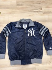 Vintage Starter New York Yankees Blue Satin Jacket Size L