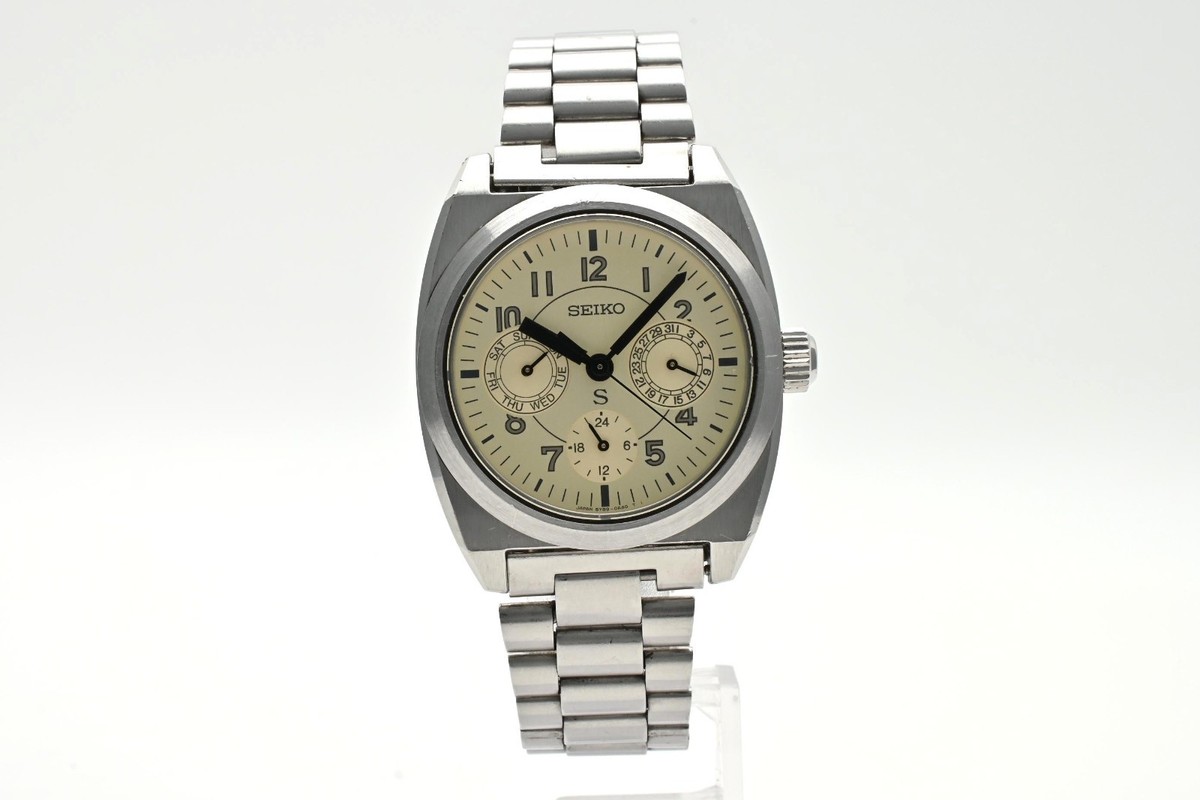 EXC+5] Vintage SEIKO SUS 5Y89-0A50 Quartz Triple Calendar Mens 