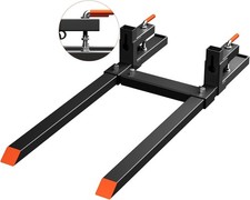 43" Clamp on Pallet Forks 2000lb Tractor Bucket Forks with Adjustable Stabilizer