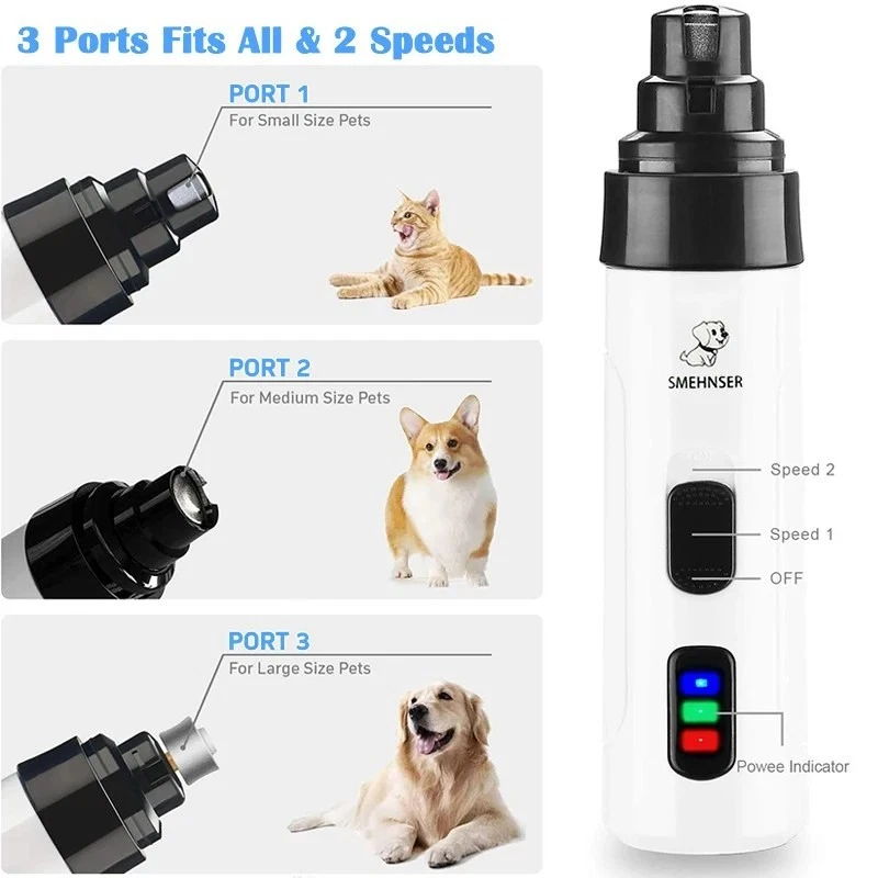 Dog Nail Grinders Painless USB Charging Rechargeable Pet Nail Clippers Quiet