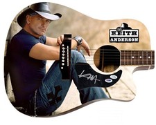 Keith Anderson Signed 1/1 Custom Graphics Photo Guitar ACOA PSA