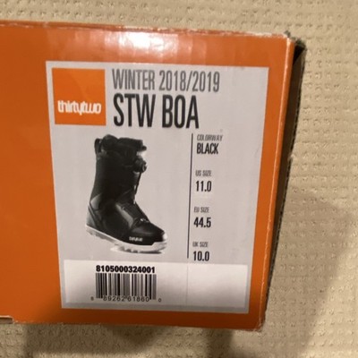 thirtytwo STW BOA Snowboard Boots Black US 11 Heat Moldable Liner 2018/2019