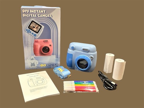 Gofunly Kids Camera Instant Print, 2.4'' Digital Camera for Kids, 32GB (Blue)