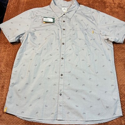 Tentree Bike Around Button Down Shirt Mens XL Grey Bicycle AOP Short Sleeve NWT