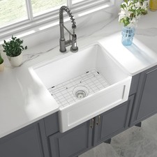 24''x18''x10'' Farmhouse Kitchen Sink Ceramic White Single Bowl Fireclay Sink