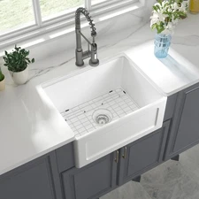 24''x18''x10'' Farmhouse Kitchen Sink Ceramic White Single Bowl Fireclay Sink
