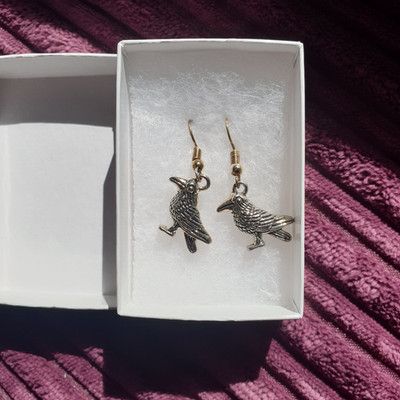 Süße Ohrringe Rabe/Krähe Silber Neu in Box