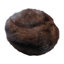 Vintage Brown Fur Hat Union Made in USA Mink Pillbox