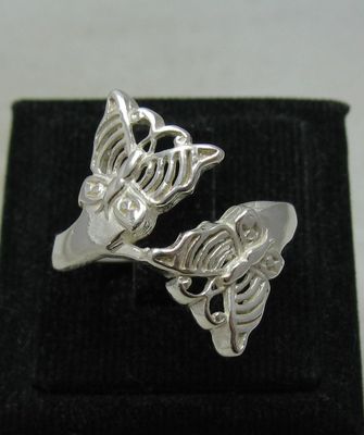 Stylish Plain Sterling Silver Ring Hallmarked Solid 925 Butterfly Handmade