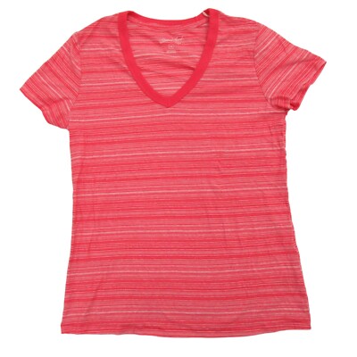 Universal Thread Womens Short Sleeve V-Neck Relaxed Fit T-Shirt Striped Red