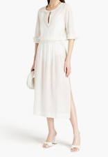 Heidi Klein White Eyelet Lace Midi Dress NWT Women’s Large Resort Vacation