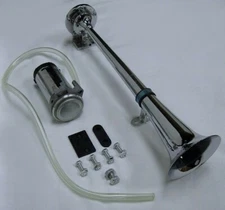 CHROME 17.5" Trumpet Air Horn Kit Train Semi Truck Boat RV LOUD 135 db