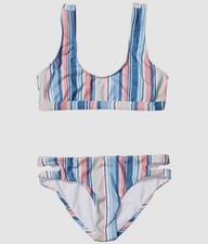 75 Splendid Big Kid's Girls Pink Stretch Side Two Piece Swimsuit Bikini Size 8