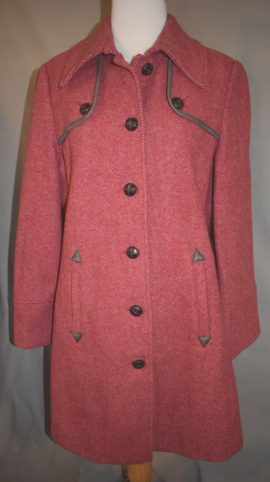 Pink Jag Vintage trench style tweed wool blend size 14 coat