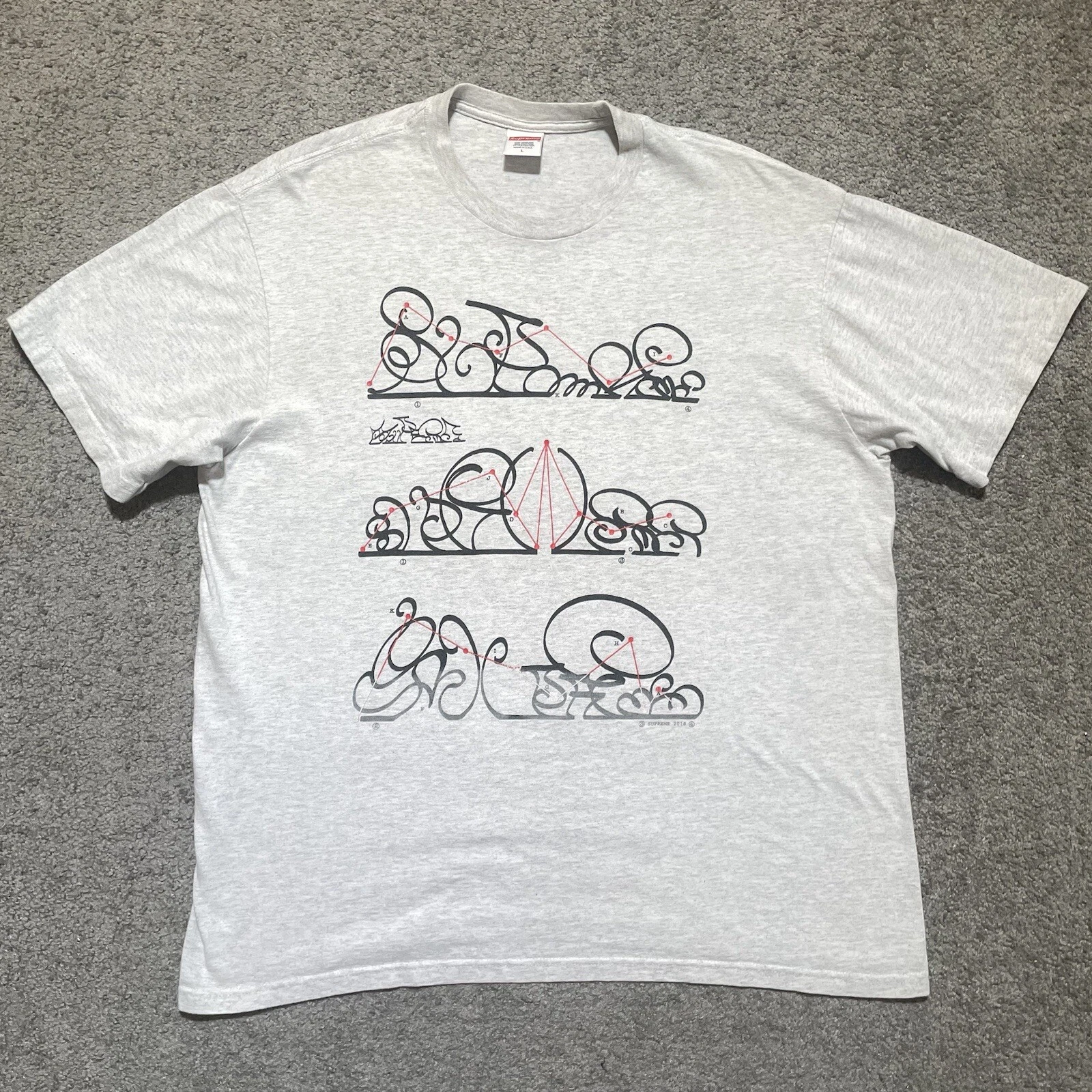Supreme System T shirt homme L grand gris luxe manches courtes hip hop an 2000 États Unis