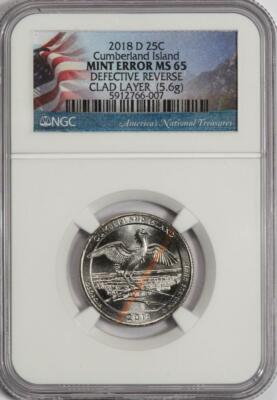 2018 D NGC MS65 Defective Clad Layer Cumberland Island Quarter