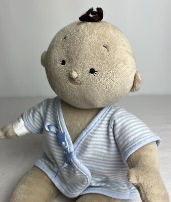 North American Bear Co Doll Rosy Cheeks Blue Newborn Tan Boy Brown Curly Cue