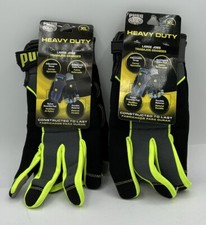 New PUGS Tech HEAVY DUTY Work Glove Size XL Black/Gray/Neon Green Lot Of 2