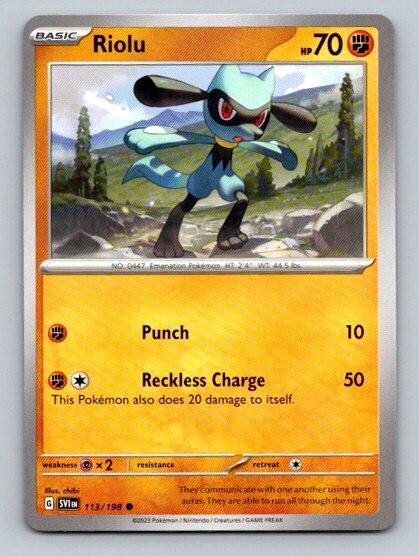 2023 Pokemon Card Scarlet & Violet Riolu 113/198