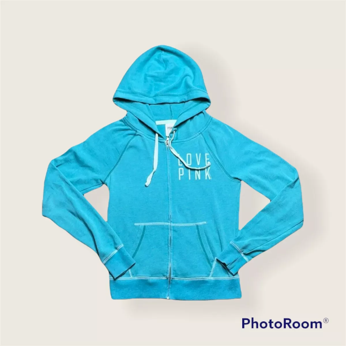 Pink Victoria Secret Full Zip Hoodie Women s Adult XS Love Pink Blue