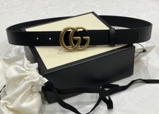 Skinny Unisex Gucci Belt  Black  Leather 1 Inch Size 75/30 For 0-2 Pants