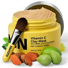 Vitamin C Clay Mask for Dark Spots,10-Minutes Turmeric Clay Face Mask Skin Ca...
