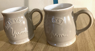Pair Bailey's Coffee Mugs YUM Whiskey I Feel Empty Inside Bar LOT OF 2 NICE 