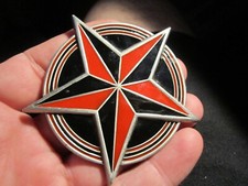 VINTAGE 3 STAR THEME BELT BUCKLE SOLID PEWTER GW-20