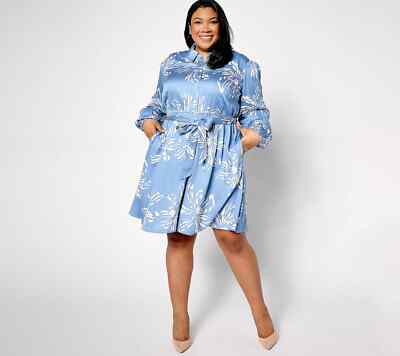 Destination 365 Printed Shirtdress with Self Belt-Dk Chambray-Petite XXS-A633138