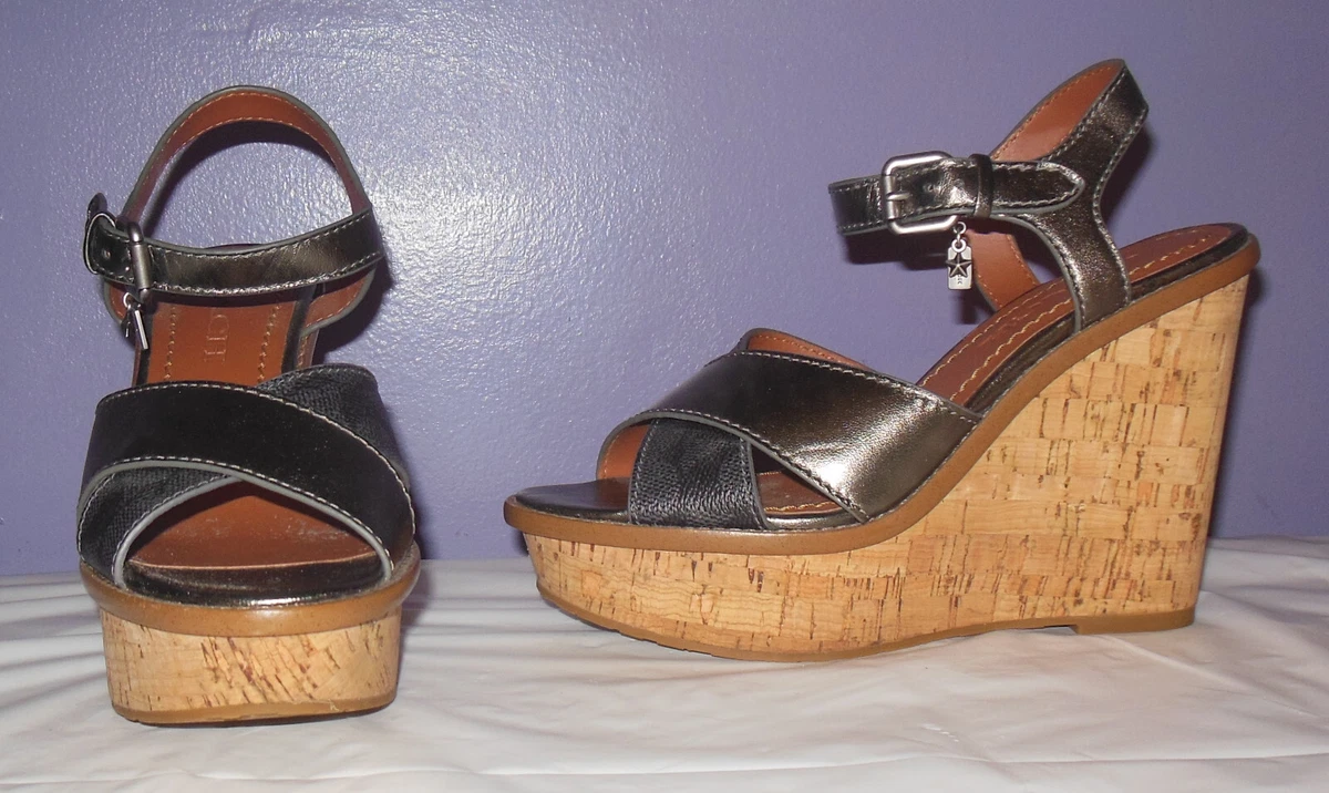 Coach cross band high shop wedge sandal