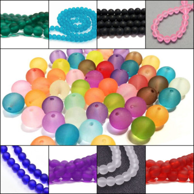 Glasperlen Gefrostet 4/6/8/10/12 mm Matt Kugeln Schmuck Perlen Frosted Beads