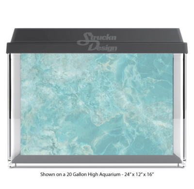 Aqua Blue Marble Stone Polyester Fish Tank Glass Backdrop Aquarium Background