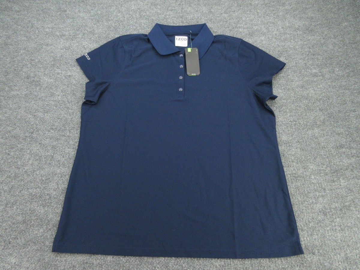 Izod Golf Polo Shirt Womens XL Blue Sun Control Wicking Cap Sleeve Ladies  NEW