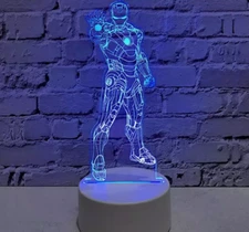 3D Iron Man Table Lamp Acrylic Night Light 7 Color Discoloration Furniture Decor