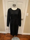 Level 99 Black Vegan Suede Long Sleeve Shift Dress Size Large, NWT! $188