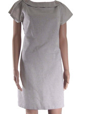 B10 SPICY GIRL Beige Shiny Mini Summer Pencil Day Dress Sz L