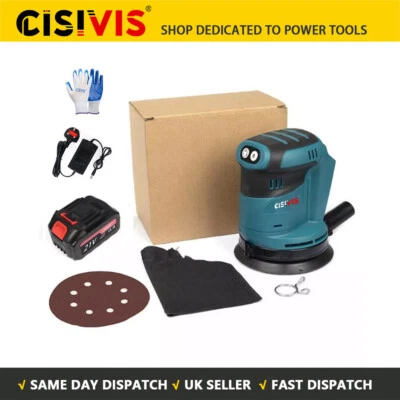 CISIVIS For Makita Cordless Random Orbital Sander 21V Li-ion 5" Dust Bag Discs w/battery