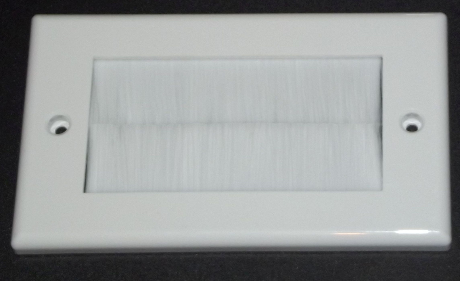 FULL WHITE Brush Face Plate - Double Gang Cable Entry / Exit Wall Plate TV/AV
