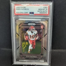 2022 Prizm Isiah Pacheco autographed RC Rookie Card PSA 10 READ Gold ink 1/1 aut