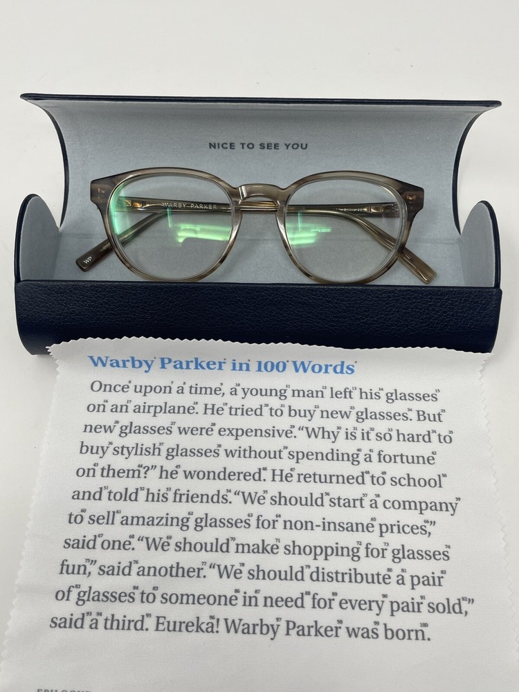 Warby Parker Percey N 207 47-18-140 Chestnut Crystal Eyeglass Frames Case Cloth