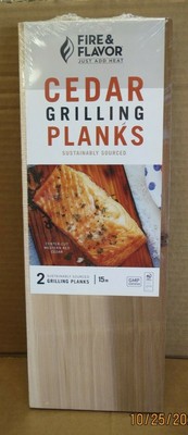 FIRE & FLAVOR 15'' CEDAR GRILLING PLANKS SUSTAINABLY SOURCED 2 PLANKS NEW
